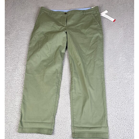 Talbots Weekend Chinos Pants Womens 16  Green High Rise Cotton Blend Super Soft - Picture 1 of 14